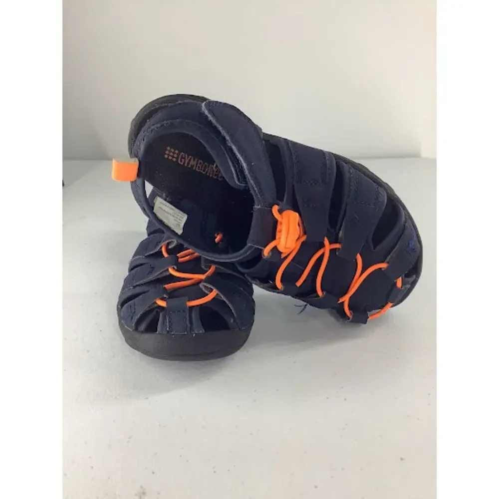 Gymboree Boys Black & Orange Drawstring Sandals Kids Youth Size 1